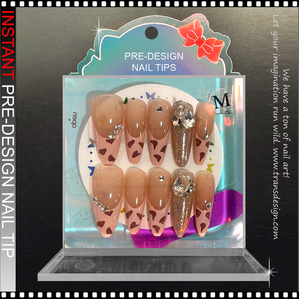 Nude Leopard & Gold Glitter Press-On Nails