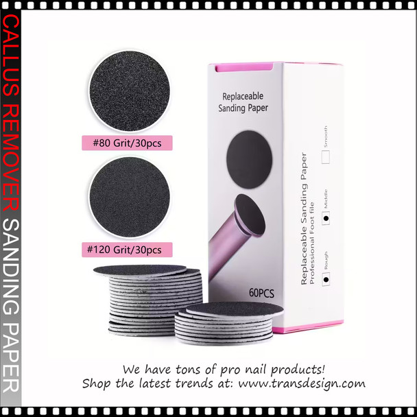 CALLUS REMOVER Replacement Sanding Paper 60/Pack 80/120 Grit 1.7" Diameter