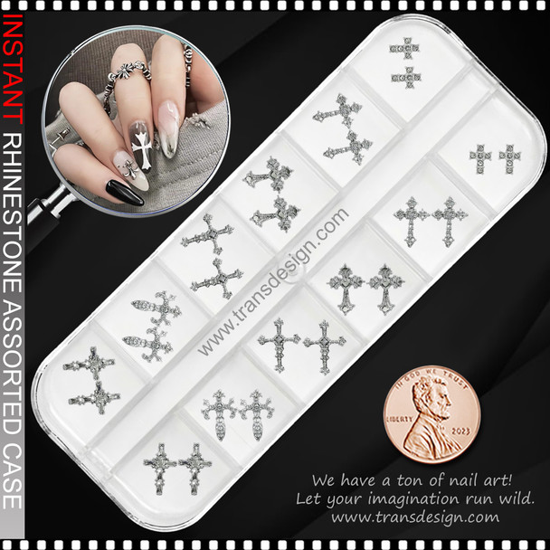 NAIL CHARM RHINETONE 3D Metal Cross/Case