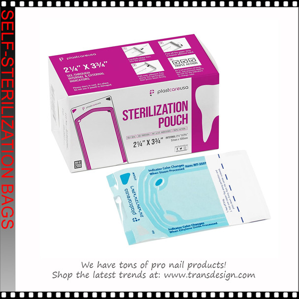 Self Sealing Sterilization Autoclave Pouch Bags 2.25" x 2.75. 200/Box