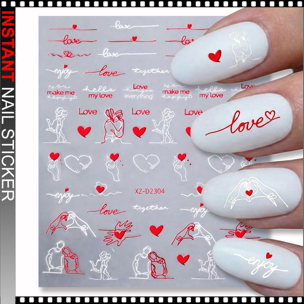 Valentines Day Heart Nail Stickers XZ-D2304