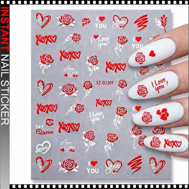 Valentines Day Heart Nail Stickers XZ-D2309