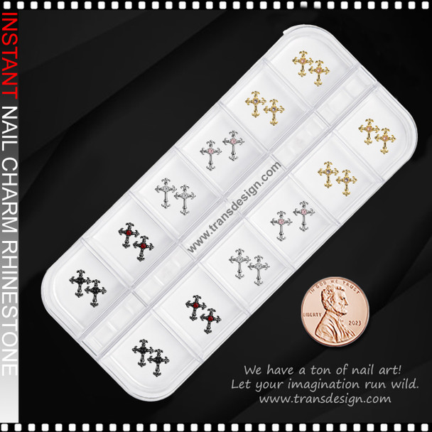 CHARM RHINESTONE Metal Cross Mix/Case