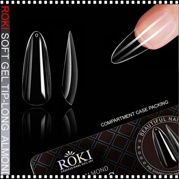 ROKI SOFT GEL TIP Sculpted Almond, Long, Full Cover 600/Case #W212