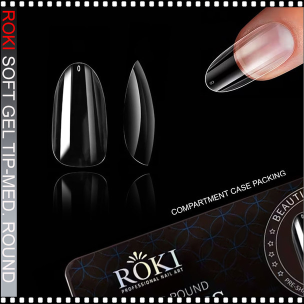 ROKI SOFT GEL TIP Sculptured Round Medium, Full Cover 600/Case #W210
