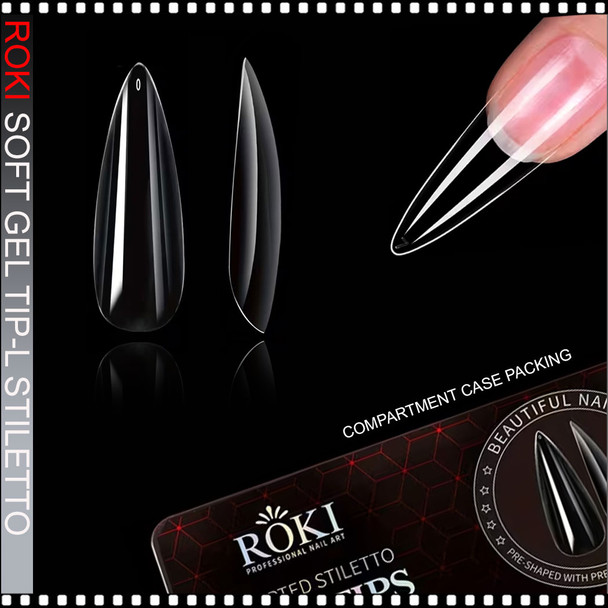 ROKI SOFT GEL TIP Stiletto X-Long, Full Cover 500/Case #W-211