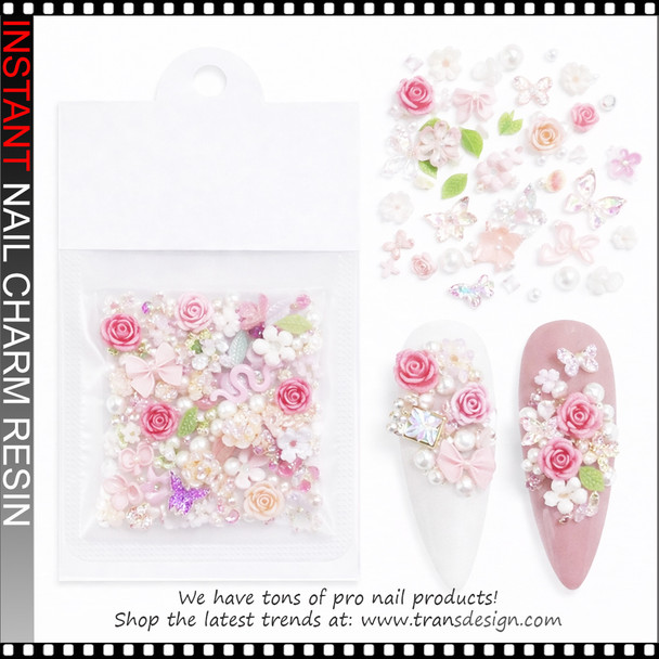 CHARM Romantic Pastel  Rose Flower, Beads 60/Bag #M6753