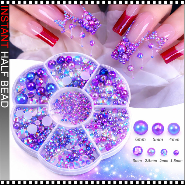 HALF BEAD Blue Mermaid Pearl 7 Sizes, 486/Case