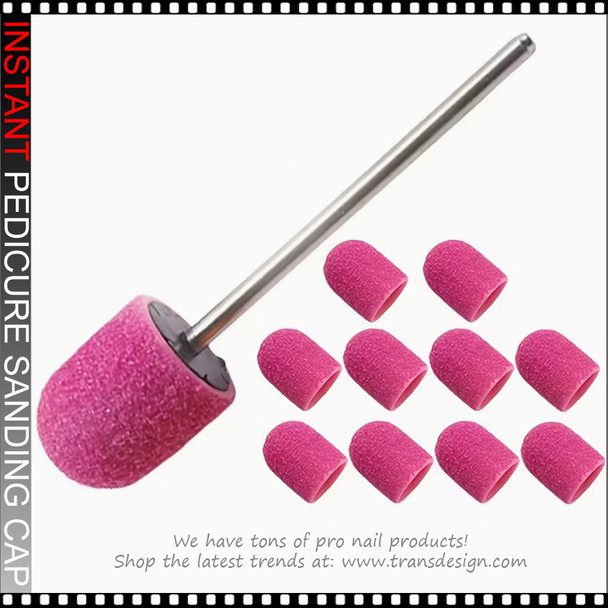 PEDICURE SANDING BAND 10 Caps with Rubber Bit #120 Grit/Case