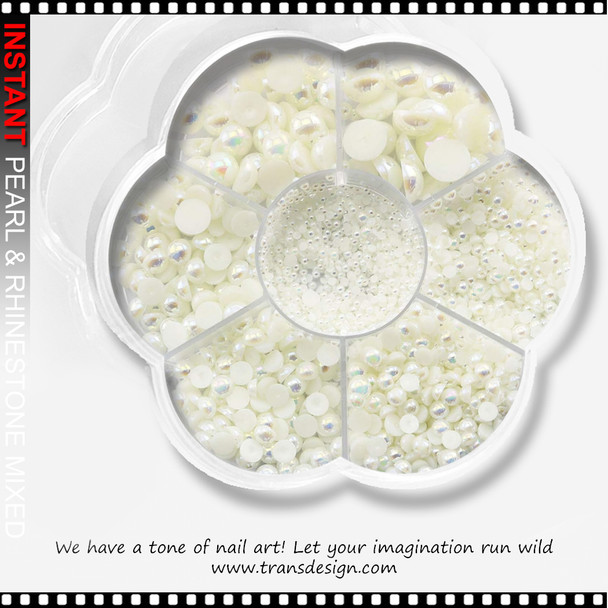HALF BEAD Beige AB Pearl, 7 Sizes, 486/Case