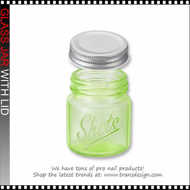 GLASS JAR With Metal Lid 2oz. Green
