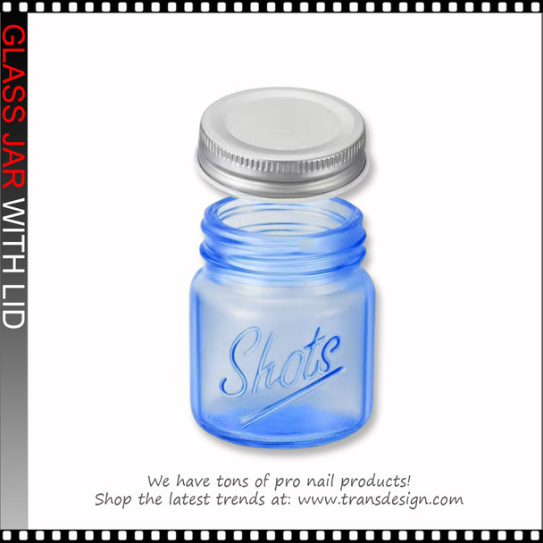 GLASS JAR With Metal Lid 2oz. Blue