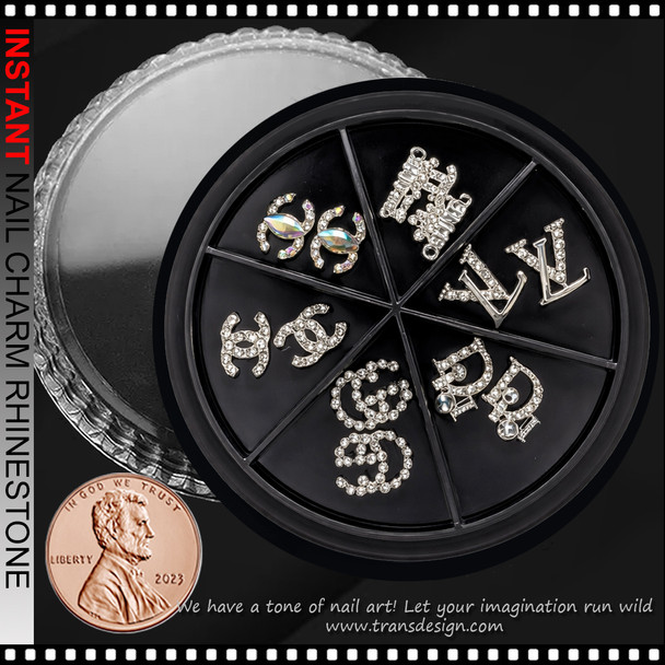 CHARM RHINESTONE Silver Brands Name 12/Case #FF-03