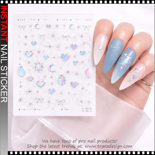 NAIL STICKER Holographic Heart, Star #TO3913