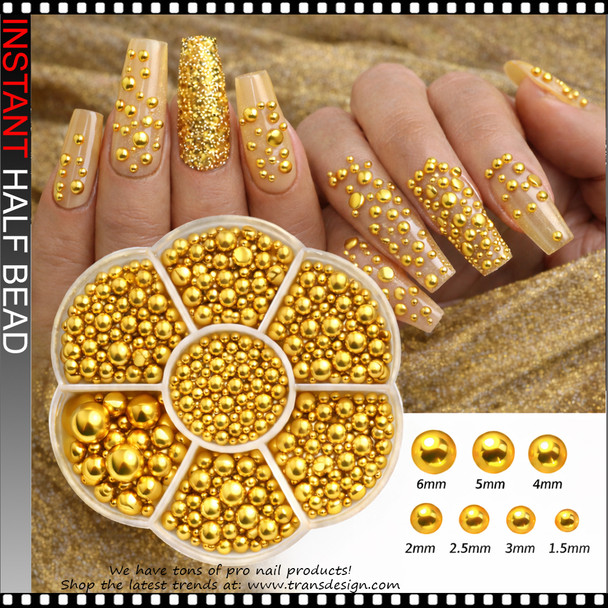 HALF BEAD Metallic Gold, 7 Sizes, 486/Case