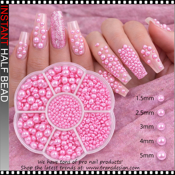HALF BEAD Pink Pearl, 7 Sizes, 486/Case
