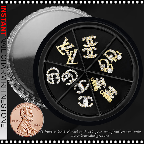 CHARM RHINESTONE Gold Brands Name 12/Case #FF-01