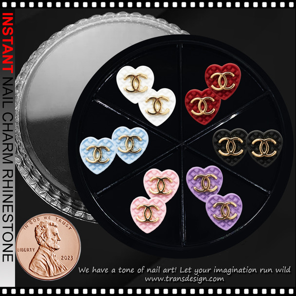 NAIL CHARM RESIN Heart, CHANEL Brands Name 12/Case #FF-34