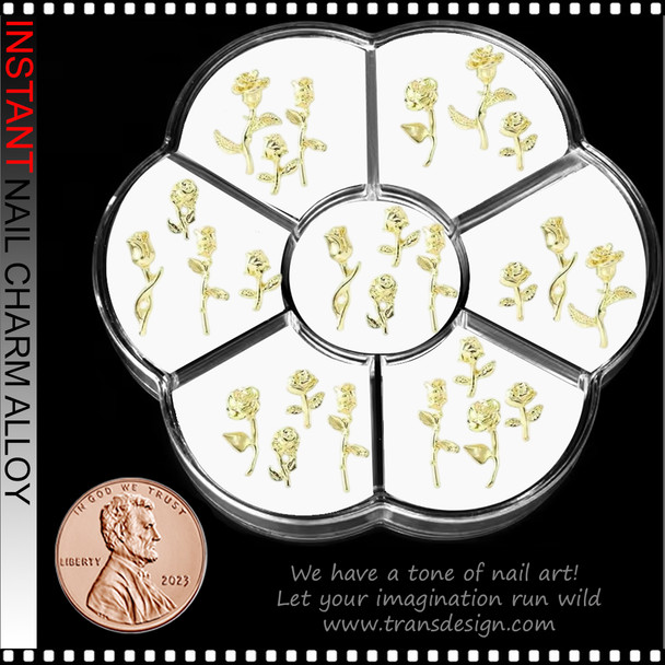 NAIL CHARM ALLOY 3D Rose Gold Flower Designs 25/Case 
