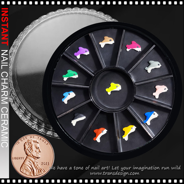 NAIL CHARM CERAMIC 3D Mini Fish 12/Case*