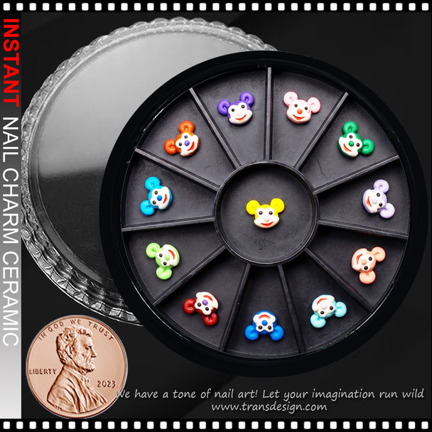 NAIL CHARM CERAMIC Kawaii Mouse Face 12/Case *