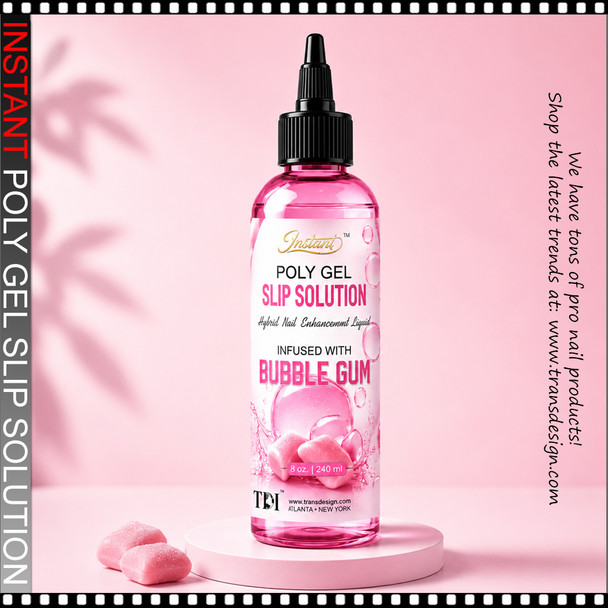 INSTANT POLY GEL Slip Solution, Bubble Gum 8oz.