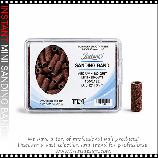 INSTANT SANDING BAND Mini 3mm Dia. Brown, Medium 180 Grit 100/Case
