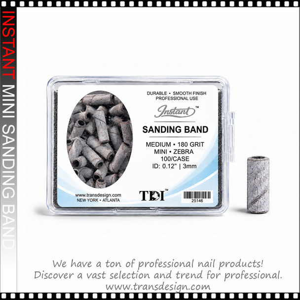 INSTANT SANDING BAND Mini 3mm Dia. Zebra, Medium 180 Grit 100/Case