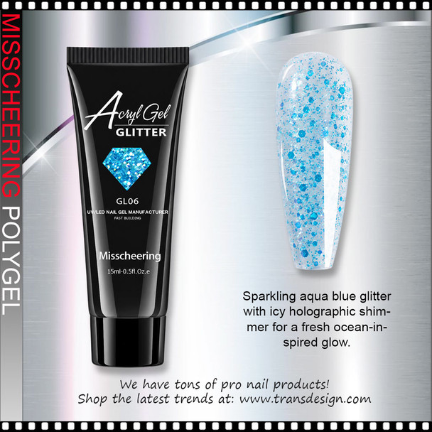 MISSCHEERING POLYGEL GLTTER Aqua Blue Holographic #GL06