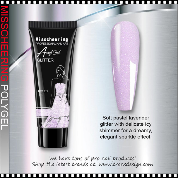 MISSCHEERING POLYGEL Glitter, Pastel Lavender #003
