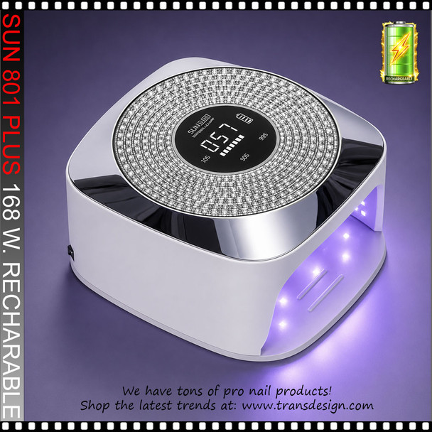 SUN 801 Plus Rechargeable, LED Lamp, Diamond Silver Chrome 168W