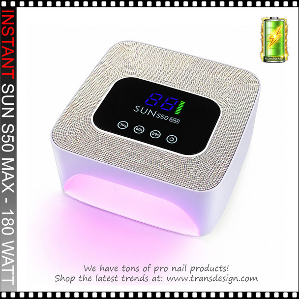 SUN S50 MAX UV Light, Rechargeable, Rhinestone, White 180W.