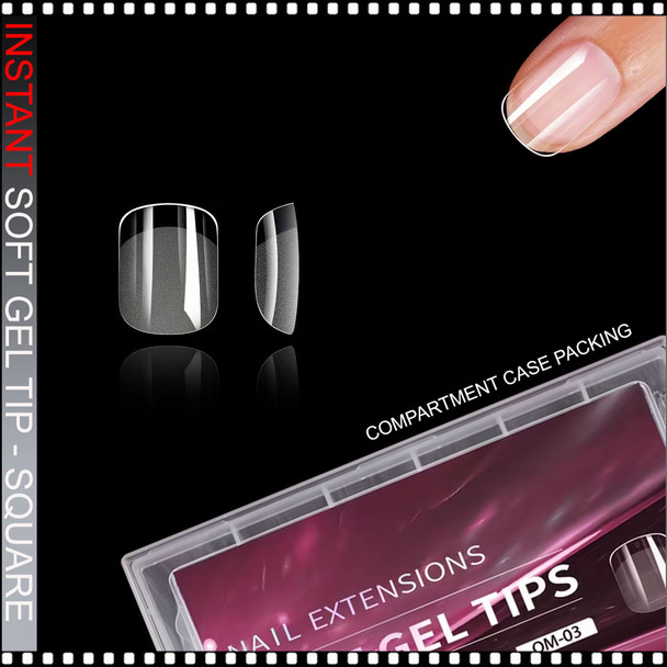 INSTANT SOFT GEL TIP Square Round, XX-Short, Clear, Full Cover 240/Case