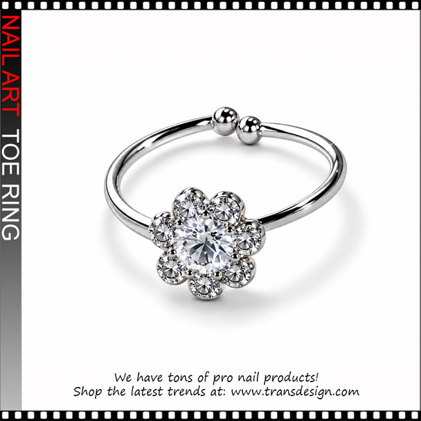 Adjustable Flower Rhinestone Toe Ring #11370
