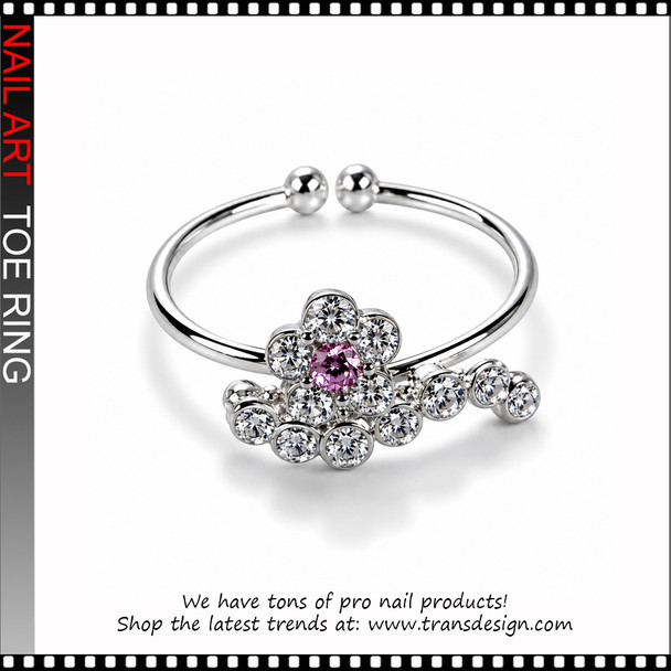 Adjustable Flower Rhinestone Toe Ring #11371