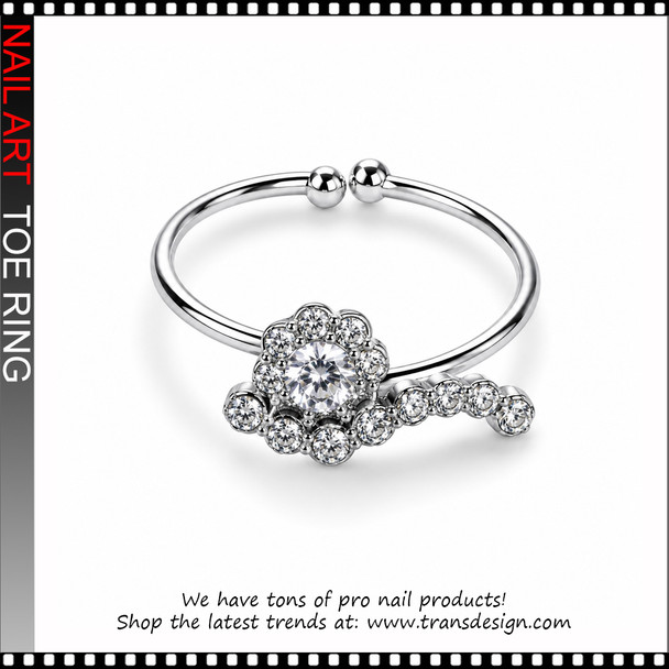 Adjustable Flower Rhinestone Toe Ring #11372