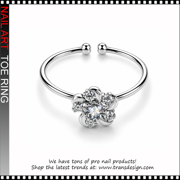 Adjustable Flower Rhinestone Toe Ring #11377