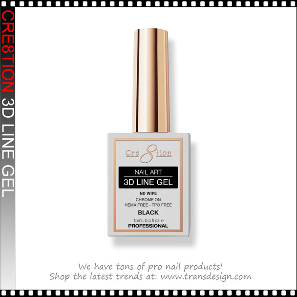 CRE8TION Nail Art 3D Line Gel No Wipe, Chrome on Black 0.5oz