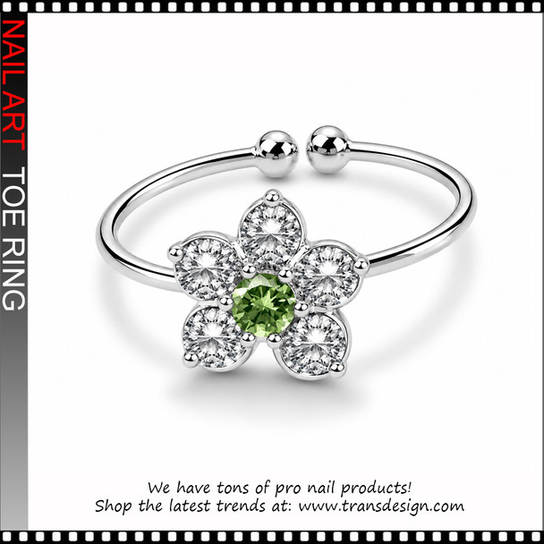 Adjustable Flower Rhinestone Toe Ring #11397