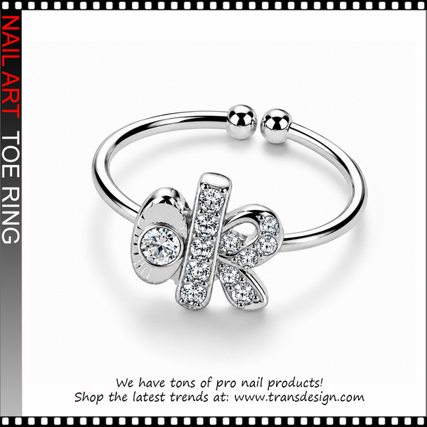 Adjustable OK Letter Crystal Rhinestone Toe Ring #11407