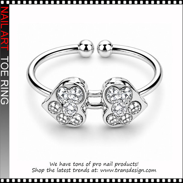 Adjustable Heart Crystal Clear Rhinestone Toe Ring # #11413