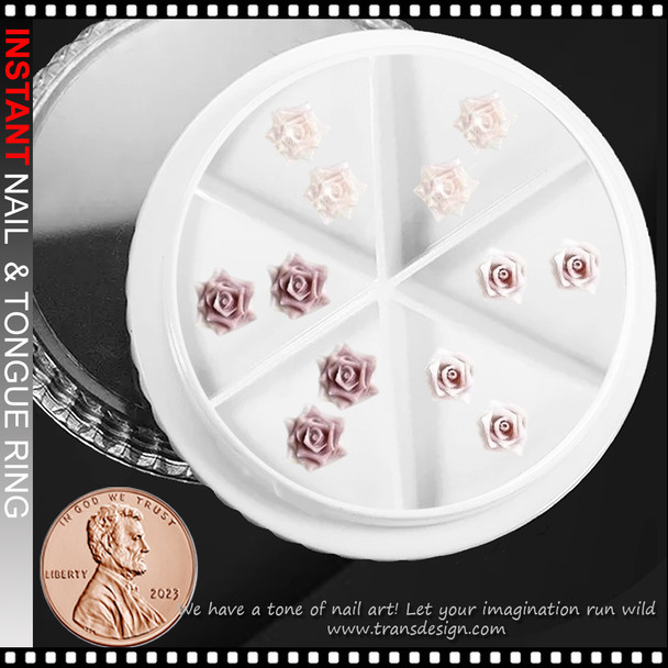 NAIL CHARM RESIN Assorted Soft Flower Rose 12/Case