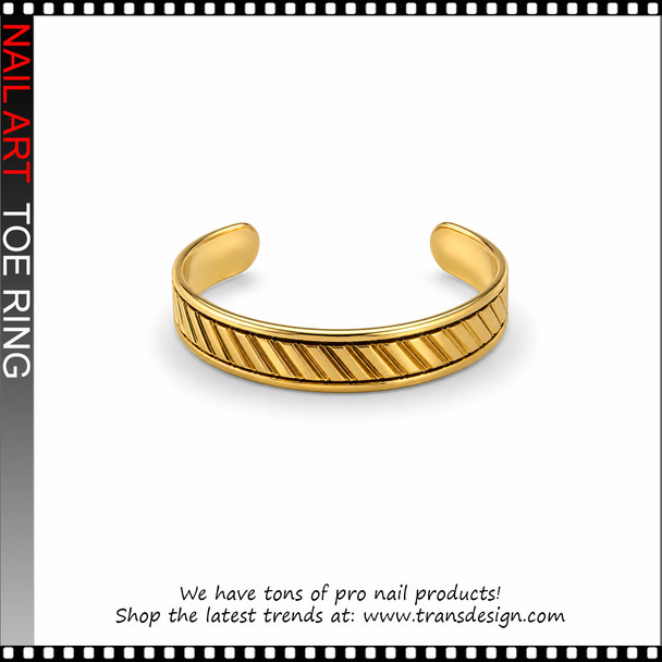 Adjustable Gold Ribbed Cuff Toe Ring #11428