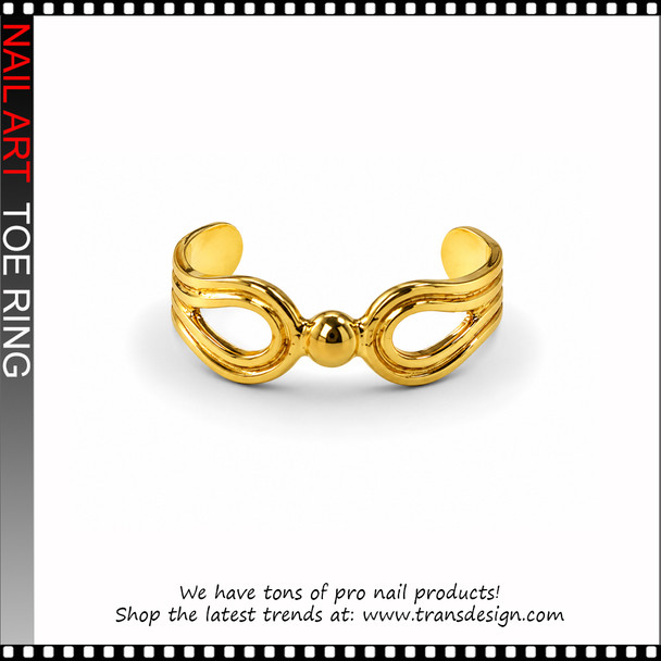 Adjustable Gold-tone cuff with teardrop Toe Ring #11430