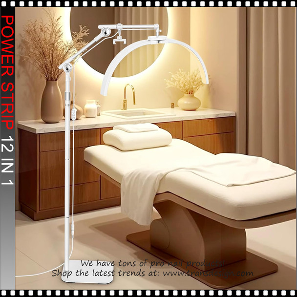 45W White Half Moon Floor Lash Light 3000K-6500K Dimmable LED Eyelash