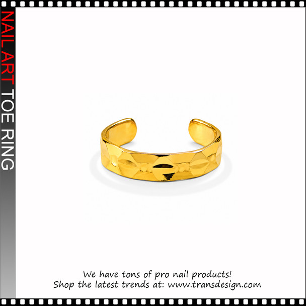 Adjustable Gold Hammered Pattern Cuff Toe Ring #11456