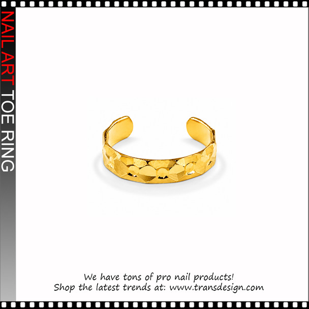 Adjustable Gold Hammered Dot Diamond Cut Cuff Toe Ring #11461