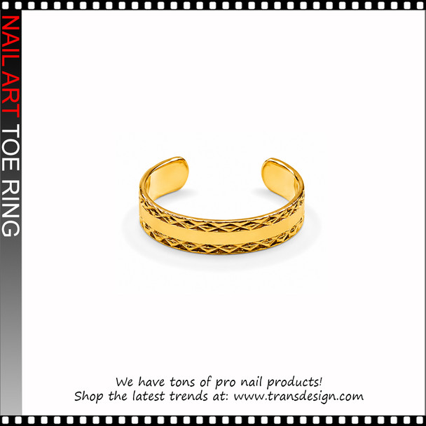 Adjustable Gold Double Diamond Cut Cuff Toe Ring #11464