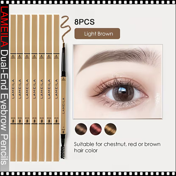 LAMEILA Dual-End Eyebrow Pencils (With Eyebrow Brush) 8/Set