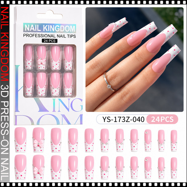 NAIL KINGDOM Pink French Press-On Nail 24/Pack